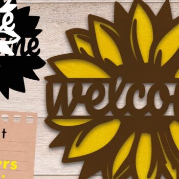 Intra απο ξύλο plywood 3mm-4mm πάχος – Sunflower Welcome Sign, Layered Door Δίασταση  40x30 cm INTRAFABR-69354193 - Image 1