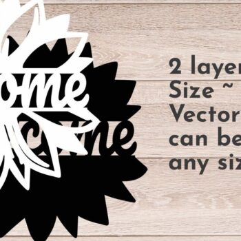 Intra απο ξύλο plywood 3mm-4mm πάχος – Sunflower Welcome Sign, Layered Door Δίασταση  40x30 cm INTRAFABR-69354193 - Image 2