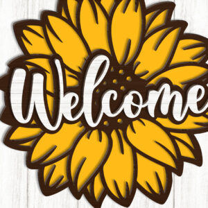 Intra απο ξύλο plywood 3mm-4mm πάχος – Sunflower Welcome Sign Δίασταση  40x30 cm INTRAFABR-123641608