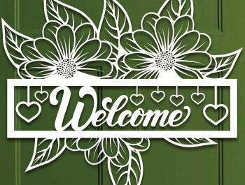 Intra απο ξύλο plywood 3mm-4mm πάχος – Sunflower Welcome Sign Wall Art Lasercut Δίασταση  40x30 cm INTRAFABR-100382058 - Image 1