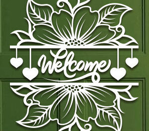 Intra απο ξύλο plywood 3mm-4mm πάχος – Sunflower Welcome Sign Wall Art Lasercut Δίασταση  40x30 cm INTRAFABR-100382070