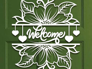 Intra απο ξύλο plywood 3mm-4mm πάχος – Sunflower Welcome Sign Wall Art Lasercut Δίασταση  40x30 cm INTRAFABR-100382070 - Image 1
