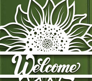 Intra απο ξύλο plywood 3mm-4mm πάχος – Sunflower Welcome Sign Wall Art Lasercut Δίασταση  40x30 cm INTRAFABR-100382089
