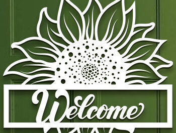 Intra απο ξύλο plywood 3mm-4mm πάχος – Sunflower Welcome Sign Wall Art Lasercut Δίασταση  40x30 cm INTRAFABR-100382089 - Image 1