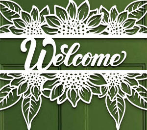 Intra απο ξύλο plywood 3mm-4mm πάχος – Sunflower Welcome Sign Wall Art Lasercut Δίασταση  40x30 cm INTRAFABR-100382122