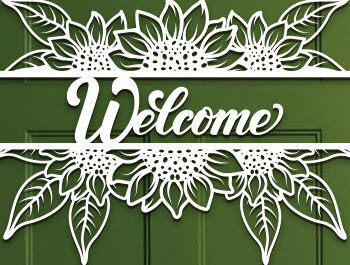 Intra απο ξύλο plywood 3mm-4mm πάχος – Sunflower Welcome Sign Wall Art Lasercut Δίασταση  40x30 cm INTRAFABR-100382122 - Image 1