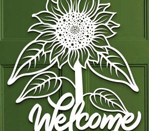 Intra απο ξύλο plywood 3mm-4mm πάχος – Sunflower Welcome Sign Wall Art Lasercut Δίασταση  40x30 cm INTRAFABR-100382046