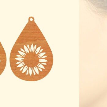 Intra απο ξύλο plywood 3mm-4mm πάχος – Σκουλαρίκια από ξύλο ηλίανθου με Δίασταση  5x5 cm INTRAFABR-63129731 - Image 1