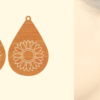 Intra απο ξύλο plywood 3mm-4mm πάχος – Σκουλαρίκια από ξύλο ηλίανθου με Δίασταση  5x5 cm INTRAFABR-63130589 - Image 1