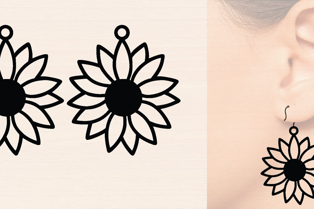 Intra απο ξύλο plywood 3mm-4mm πάχος – Σκουλαρίκια από ξύλο ηλίανθου με Δίασταση  5x5 cm INTRAFABR-120422896