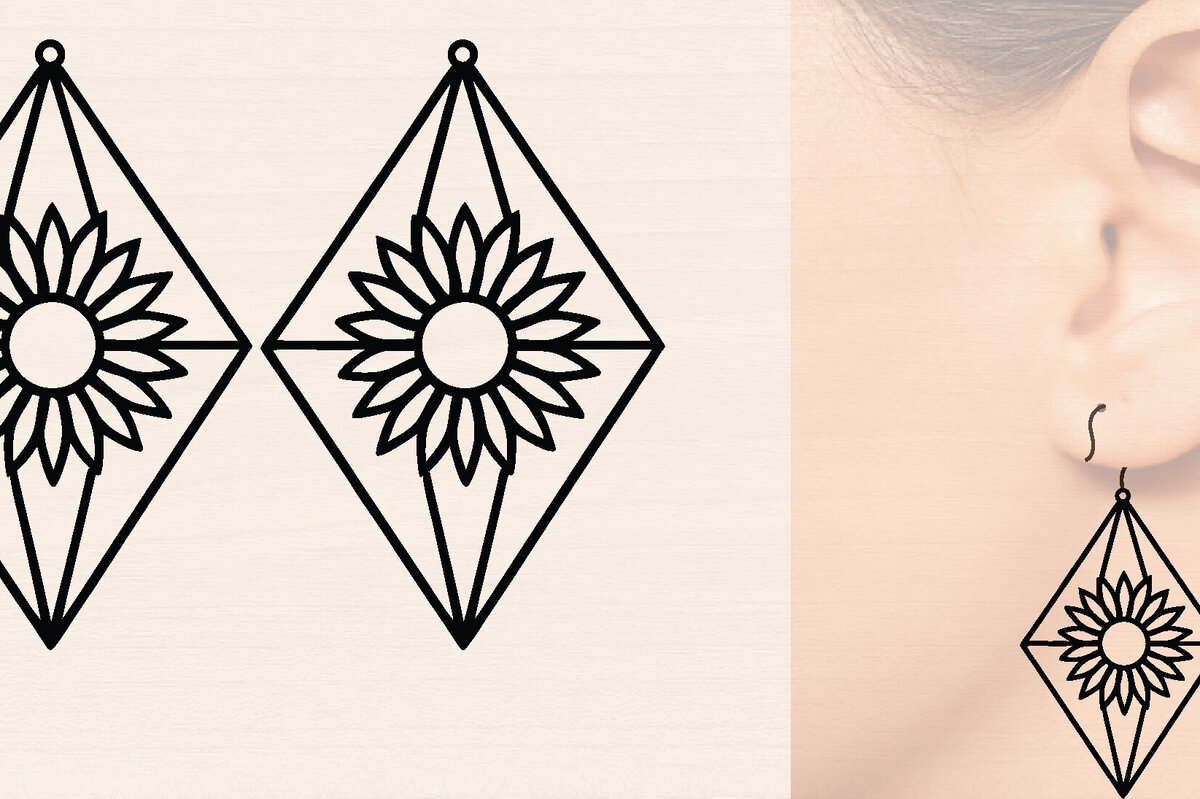 Intra απο ξύλο plywood 3mm-4mm πάχος – Σκουλαρίκια από ξύλο ηλίανθου με Δίασταση  5x5 cm INTRAFABR-120423429