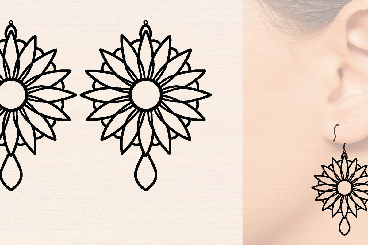 Intra απο ξύλο plywood 3mm-4mm πάχος – Σκουλαρίκια από ξύλο ηλίανθου με Δίασταση  5x5 cm INTRAFABR-120423606