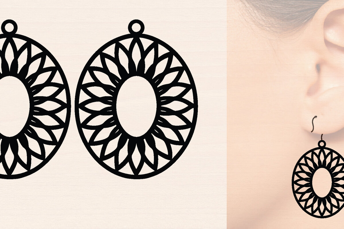 Intra απο ξύλο plywood 3mm-4mm πάχος – Σκουλαρίκια από ξύλο ηλίανθου με Δίασταση  5x5 cm INTRAFABR-120423674