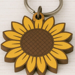 Intra απο ξύλο plywood 3mm-4mm πάχος – Ξύλινο Μπρελόκ Ηλίανθου Δίασταση  5x5 cm INTRAFABR-121334341