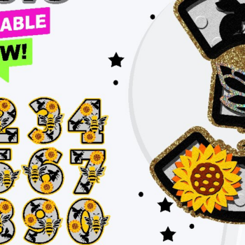 Intra απο ξύλο plywood 3mm-4mm πάχος – Sunflowers, Bee the Sunshine Numbers 3D Δίασταση  20x20 cm INTRAFABR-75828448 - Image 1