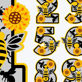 Intra απο ξύλο plywood 3mm-4mm πάχος – Sunflowers, Bee the Sunshine Numbers 3D Δίασταση  20x20 cm INTRAFABR-75828448 - Image 2