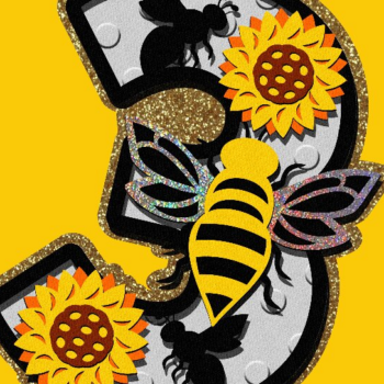 Intra απο ξύλο plywood 3mm-4mm πάχος – Sunflowers, Bee the Sunshine Numbers 3D Δίασταση  20x20 cm INTRAFABR-75828448 - Image 4