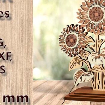 Intra απο ξύλο plywood 3mm-4mm πάχος – Ηλιοτρόπια κομμένα αρχεία με λέιζερ Διακόσμηση τραπεζιού Δίασταση  20x20 cm INTRAFABR-122928097 - Image 1