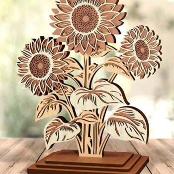 Intra απο ξύλο plywood 3mm-4mm πάχος – Ηλιοτρόπια κομμένα αρχεία με λέιζερ Διακόσμηση τραπεζιού Δίασταση  20x20 cm INTRAFABR-122928097 - Image 2