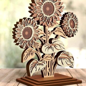 Intra απο ξύλο plywood 3mm-4mm πάχος – Ηλιοτρόπια κομμένα αρχεία με λέιζερ Διακόσμηση τραπεζιού Δίασταση  20x20 cm INTRAFABR-122928097 - Image 3