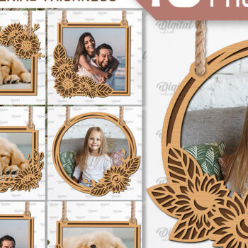 Intra απο ξύλο plywood 3mm-4mm πάχος – Ηλίανθοι Κορνίζες φωτογραφιών Πακέτο κοπής με λέιζερ Δίασταση  20x20 cm INTRAFABR-100604781 - Image 1