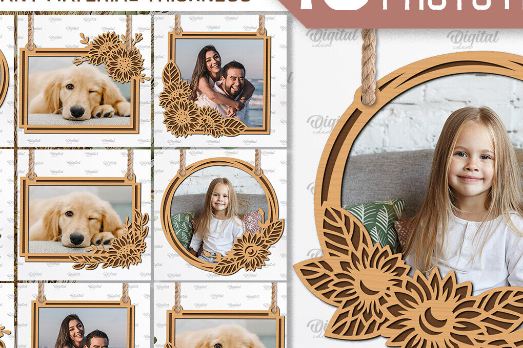 Intra απο ξύλο plywood 3mm-4mm πάχος – Ηλίανθοι Κορνίζες φωτογραφιών Πακέτο κοπής με λέιζερ Δίασταση  20x20 cm INTRAFABR-100604781