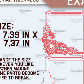 Intra απο ξύλο plywood 3mm-4mm πάχος – Ηλίανθοι Κορνίζες φωτογραφιών Πακέτο κοπής με λέιζερ Δίασταση  20x20 cm INTRAFABR-100604781 - Image 2