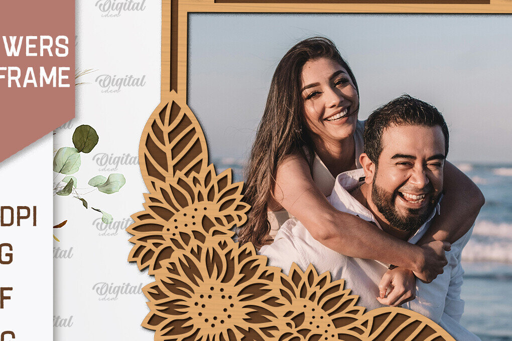 Intra απο ξύλο plywood 3mm-4mm πάχος – Κορνίζες Ηλίανθων  κοπής με λέιζερ Δίασταση  20x20 cm INTRAFABR-100543161