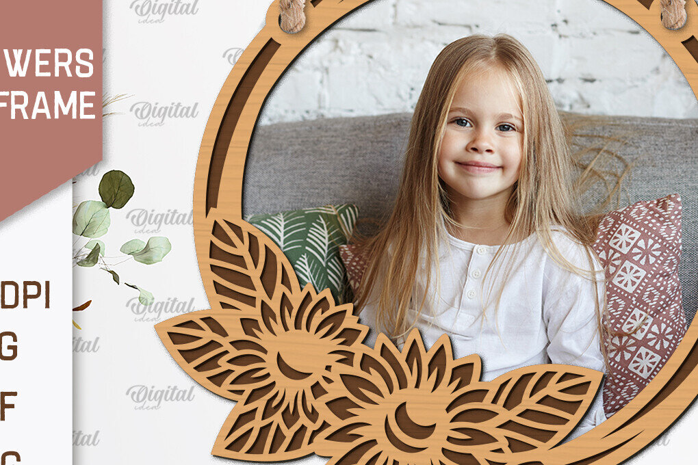 Intra απο ξύλο plywood 3mm-4mm πάχος – Κορνίζες Ηλίανθων  κοπής με λέιζερ Δίασταση  20x20 cm INTRAFABR-100543529