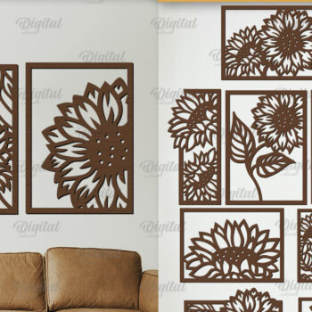 Intra απο ξύλο plywood 3mm-4mm πάχος – Πακέτο κοπής Laser Art Wall Art Sunflowers Δίασταση 40x30 cm INTRAFABR-100477600 - Image 1