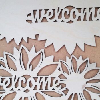 Intra απο ξύλο plywood 3mm-4mm πάχος – Sunflowers Welcome Sign, 3d Layered Δίασταση  40x30 cm INTRAFABR-68023926 - Image 1