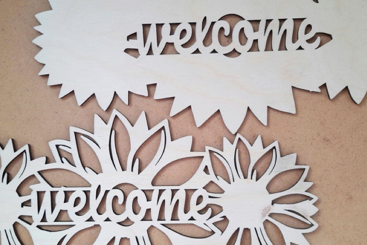 Intra απο ξύλο plywood 3mm-4mm πάχος – Sunflowers Welcome Sign, 3d Layered Δίασταση  40x30 cm INTRAFABR-68023926