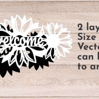 Intra απο ξύλο plywood 3mm-4mm πάχος – Sunflowers Welcome Sign, 3d Layered Δίασταση  40x30 cm INTRAFABR-68023926 - Image 2