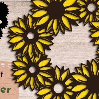 Intra απο ξύλο plywood 3mm-4mm πάχος – Sunflowers Wreath sign, Door Hanger Δίασταση  40x30 cm INTRAFABR-68148859 - Image 1