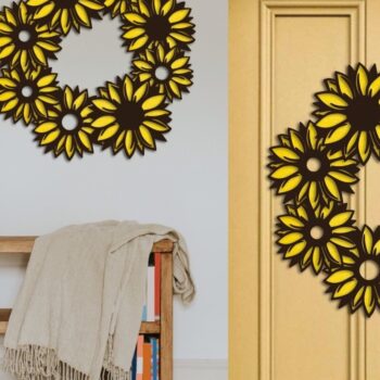 Intra απο ξύλο plywood 3mm-4mm πάχος – Sunflowers Wreath sign, Door Hanger Δίασταση  40x30 cm INTRAFABR-68148859 - Image 3