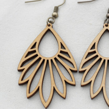 Intra απο ξύλο plywood 3mm-4mm πάχος – Sunray Petal Drop σκουλαρίκια Δίασταση  5x5 cm INTRAFABR-121745887 - Image 1