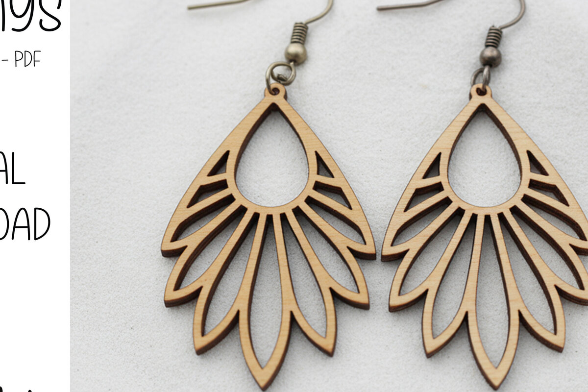 Intra απο ξύλο plywood 3mm-4mm πάχος – Sunray Petal Drop σκουλαρίκια Δίασταση  5x5 cm INTRAFABR-121745887