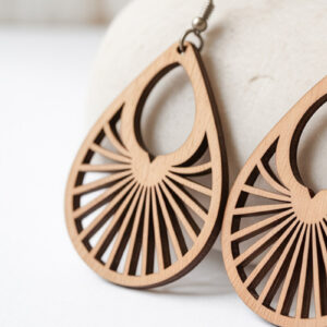 Intra απο ξύλο plywood 3mm-4mm πάχος – Sunray Teardrop Σκουλαρίκια Δίασταση  5x5 cm INTRAFABR-121663876