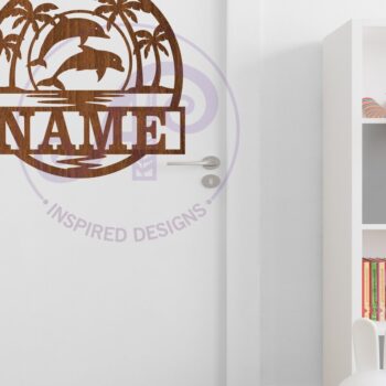 Intra απο ξύλο plywood 3mm-4mm πάχος – Sunset Dolphins Name Laser Δίασταση  20x20 cm INTRAFABR-103144240 - Image 3