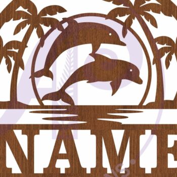 Intra απο ξύλο plywood 3mm-4mm πάχος – Sunset Dolphins Name Laser Δίασταση  20x20 cm INTRAFABR-103144240 - Image 4