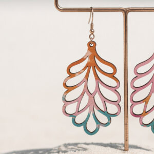 Intra απο ξύλο plywood 3mm-4mm πάχος – Σκουλαρίκια Sunset Leaf Δίασταση  5x5 cm INTRAFABR-121920116