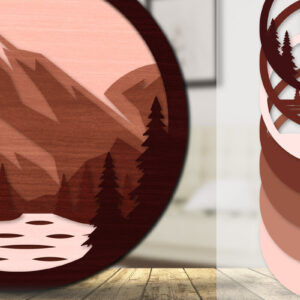 Intra απο ξύλο plywood 3mm-4mm πάχος – Sunset Mountain 3D Lasercut Lasercut Δίασταση  20x20 cm INTRAFABR-113242927