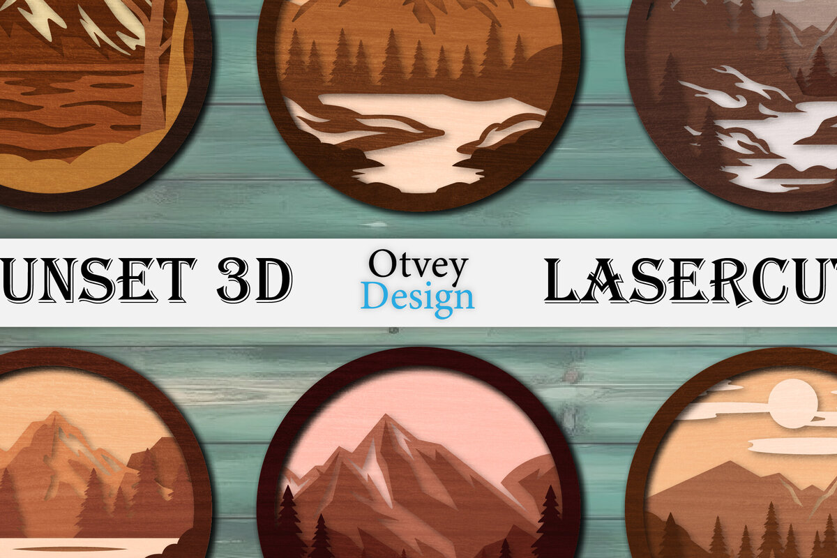 Intra απο ξύλο plywood 3mm-4mm πάχος – Sunset Mountain 3D Lasercut Lasercut Δίασταση  20x20 cm INTRAFABR-113242958