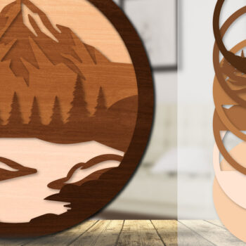 Intra απο ξύλο plywood 3mm-4mm πάχος – Sunset Mountain 3D Lasercut Lasercut Δίασταση  20x20 cm INTRAFABR-113242958 - Image 3