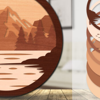 Intra απο ξύλο plywood 3mm-4mm πάχος – Sunset Mountain 3D Lasercut Lasercut Δίασταση  20x20 cm INTRAFABR-113242958 - Image 5