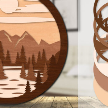 Intra απο ξύλο plywood 3mm-4mm πάχος – Sunset Mountain 3D Lasercut Lasercut Δίασταση  20x20 cm INTRAFABR-113242958 - Image 7