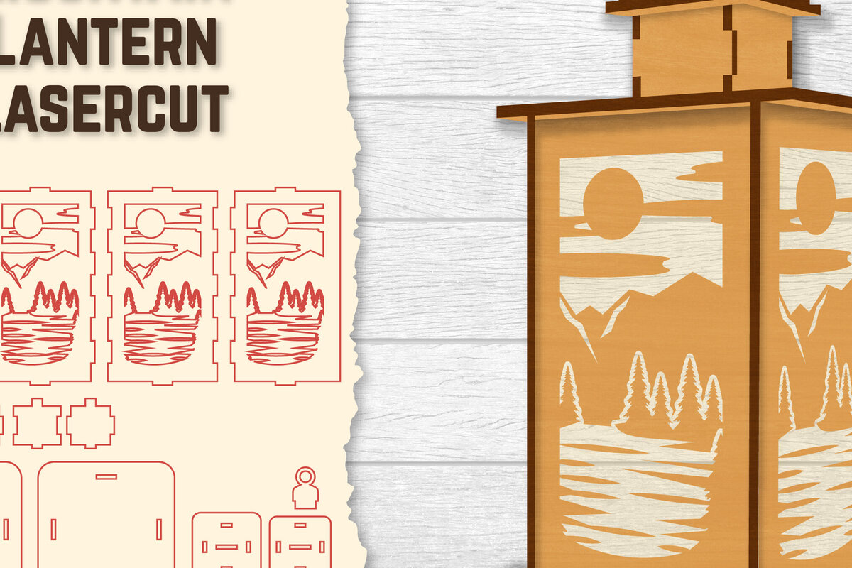 Intra απο ξύλο plywood 3mm-4mm πάχος – Sunset Mountain Lasercut Δίασταση  20x20 cm INTRAFABR-118689748