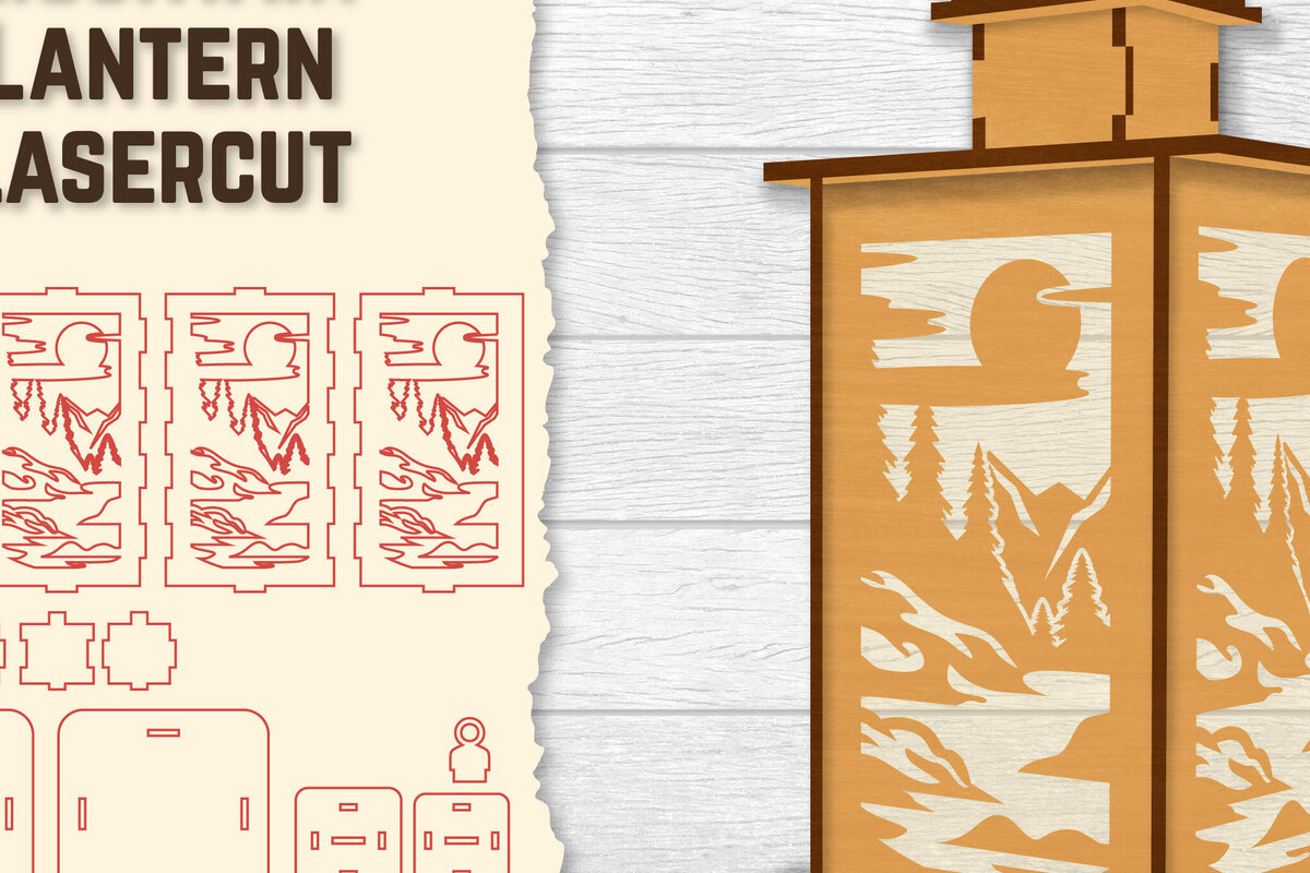 Intra απο ξύλο plywood 3mm-4mm πάχος – Sunset Mountain Lasercut Δίασταση  20x20 cm INTRAFABR-118689692