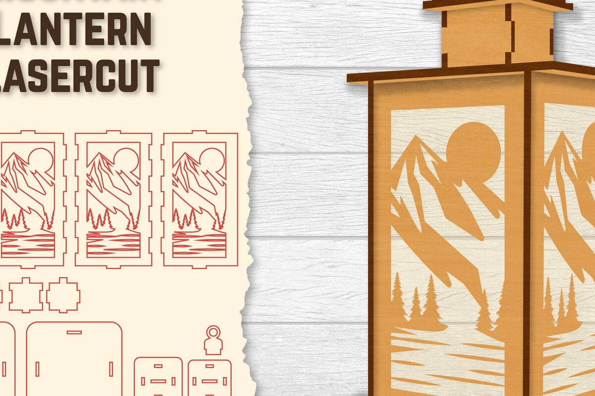 Intra απο ξύλο plywood 3mm-4mm πάχος – Sunset Mountain Lasercut Δίασταση  20x20 cm INTRAFABR-118689705