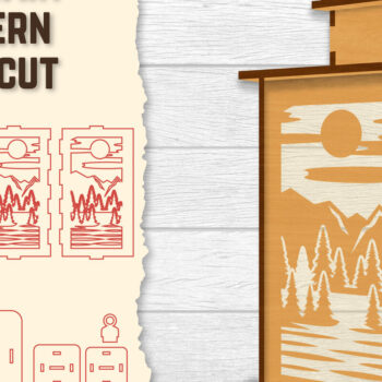 Intra απο ξύλο plywood 3mm-4mm πάχος – Sunset Mountain Lasercut Δίασταση  20x20 cm INTRAFABR-118689712 - Image 1